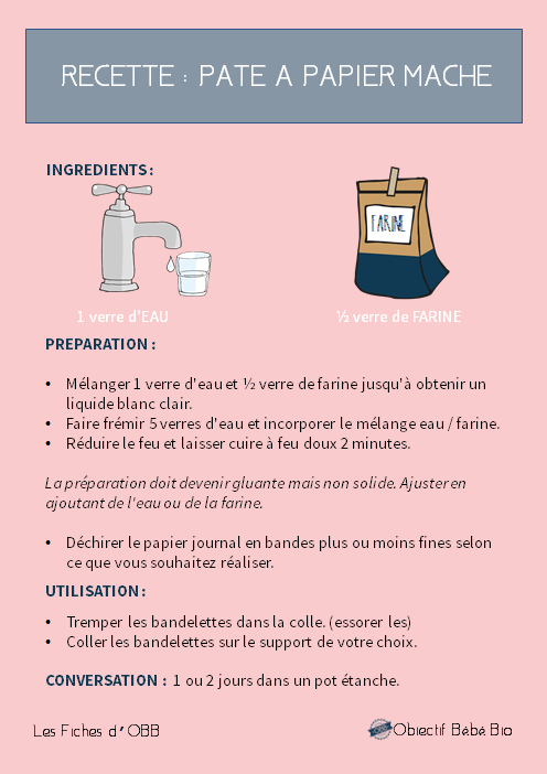 fiche recette pate a papier maché pour enfant objectif bebe bio