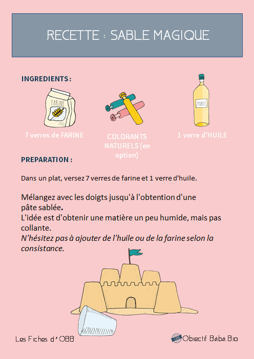 fiche recette sable magique recette diy activité enfant